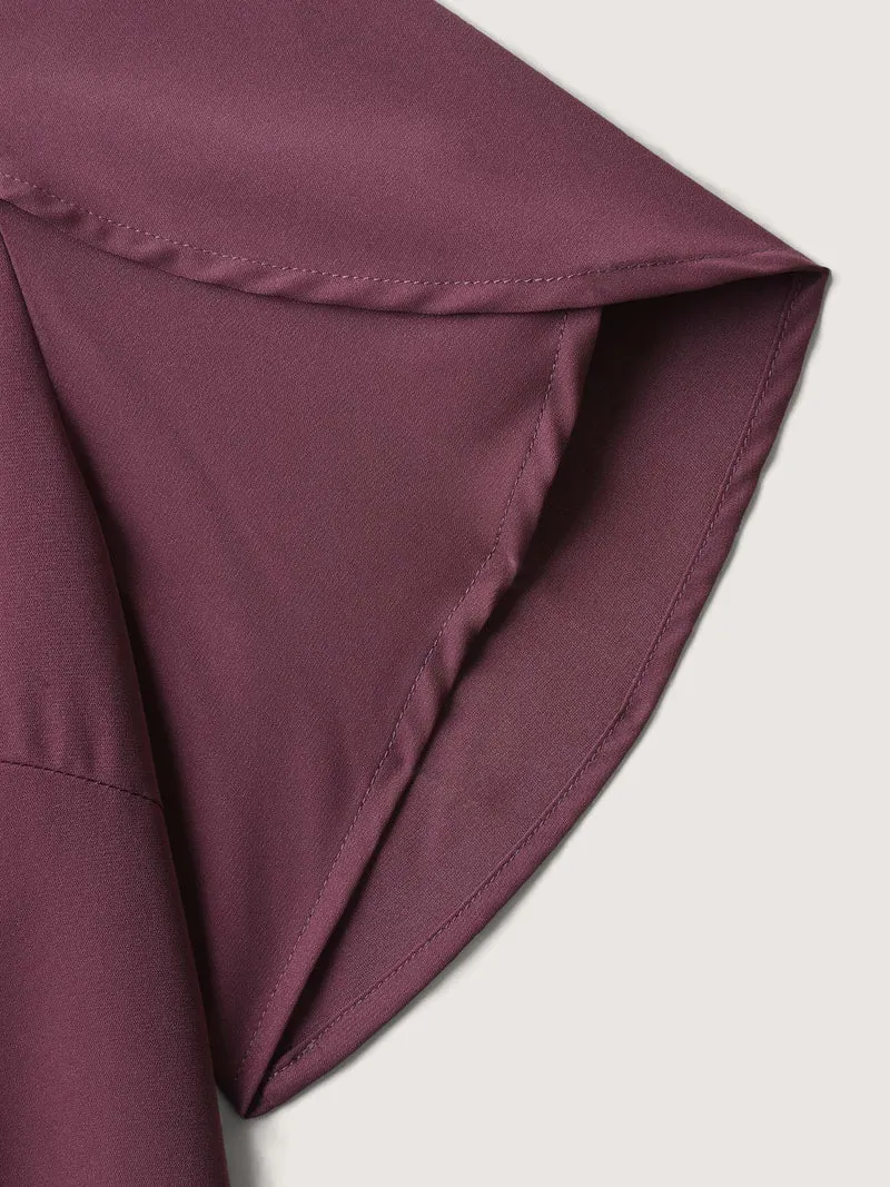 Petal Sleeve Shoulder Button Solid Blouse