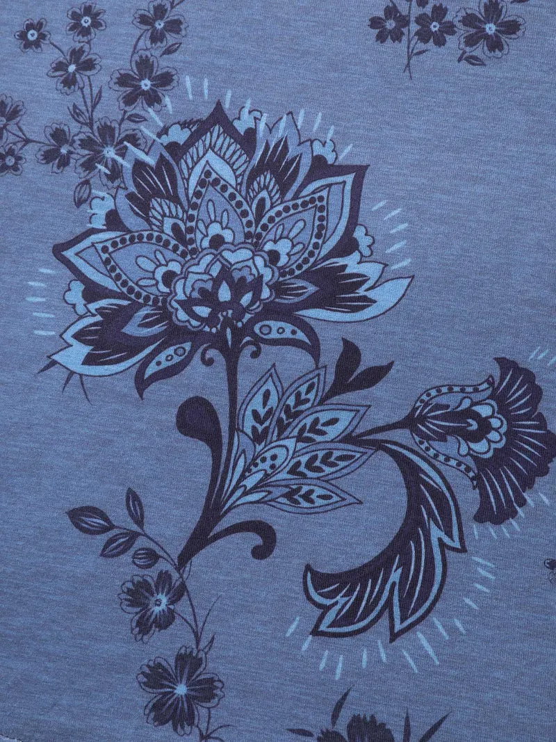 Floral V-Neck Drapey T-Shirt