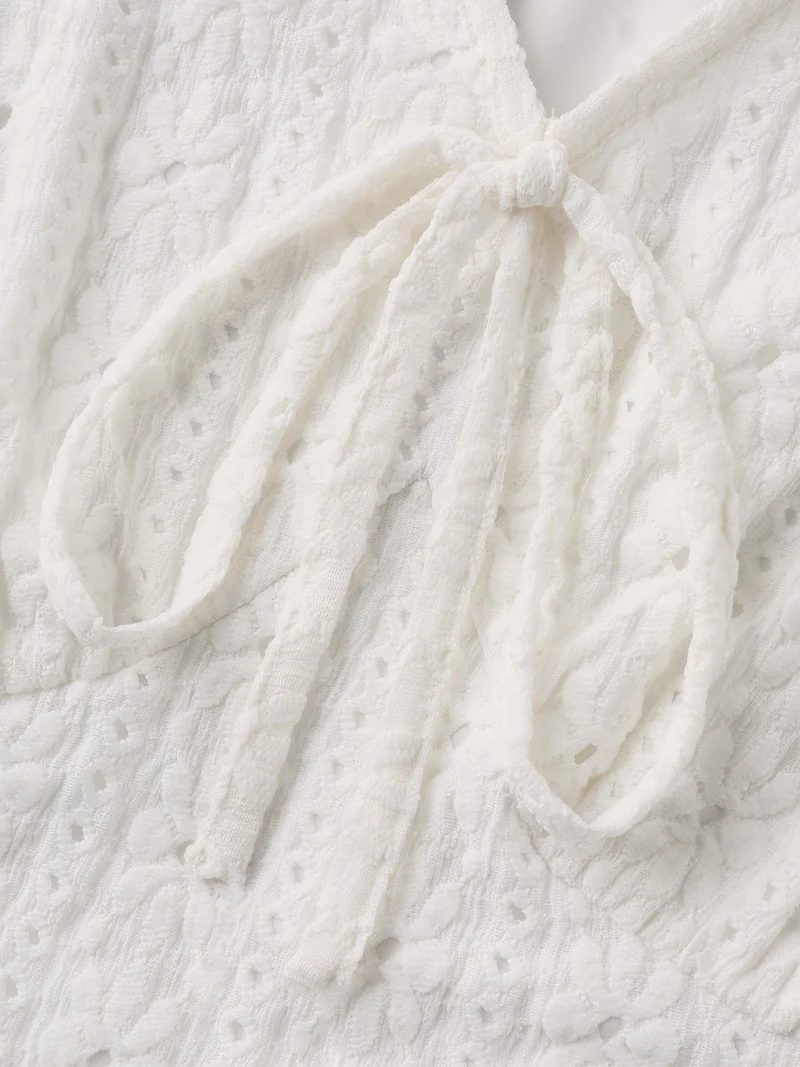 Textured Eyelet Embroidered Solid Blouse