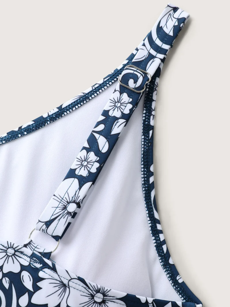 Floral Handkerchief Hem Flowy Swim Dress