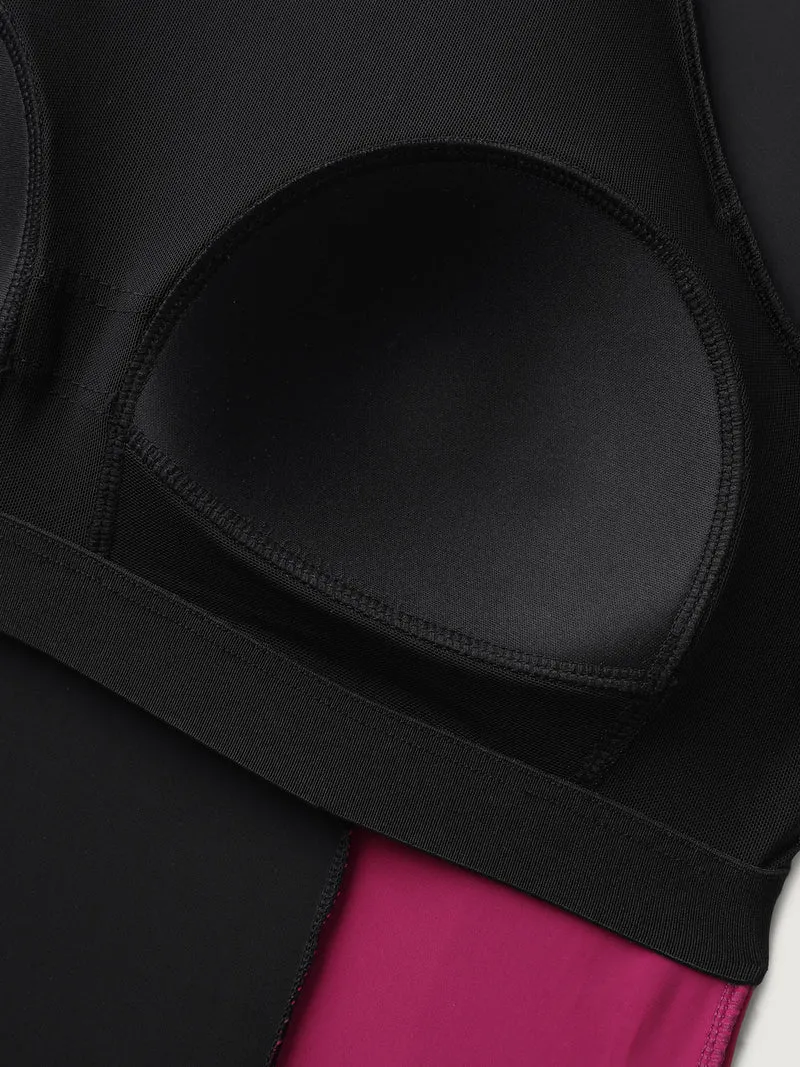 Color Block Sculpted Raglan Swim Top