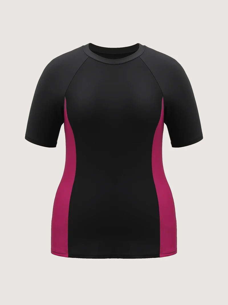 Color Block Sculpted Raglan Swim Top