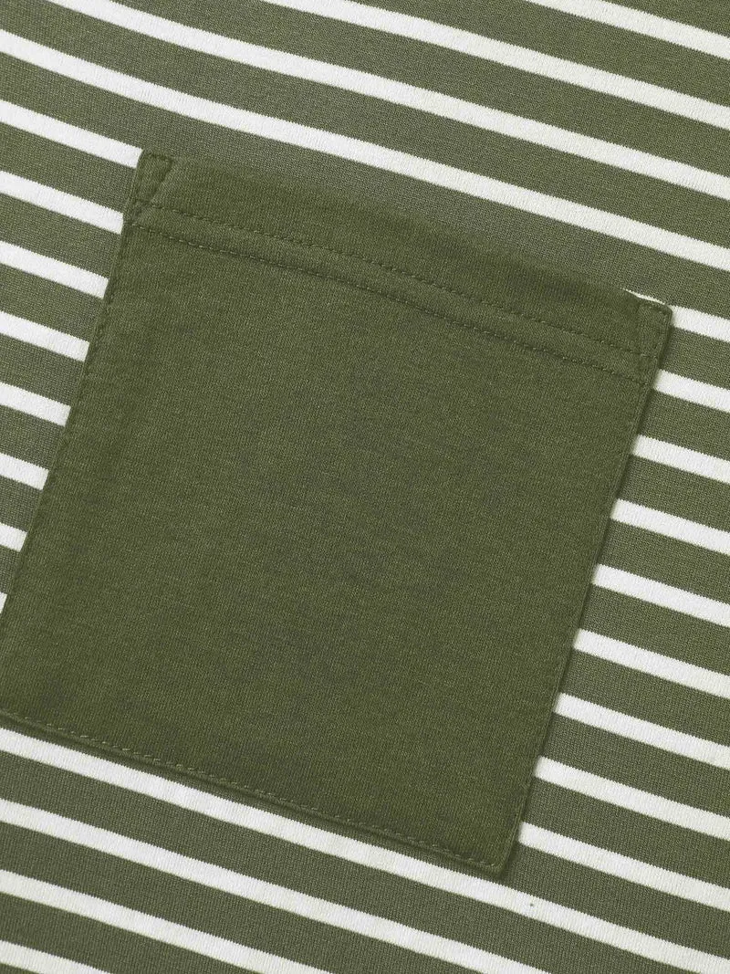 Stripe Color Contrast Pockets T-Shirt
