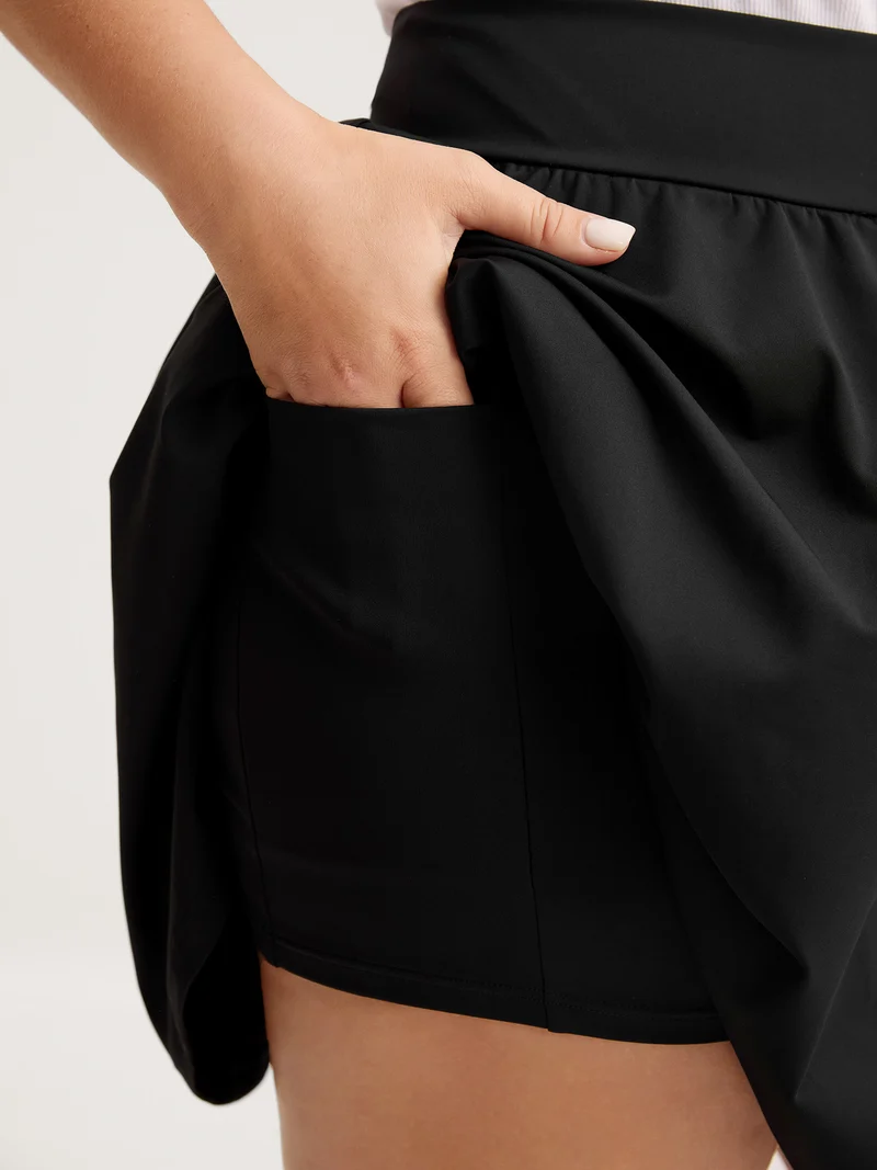 Wide Stretchy Waist Flared Midi Skirt