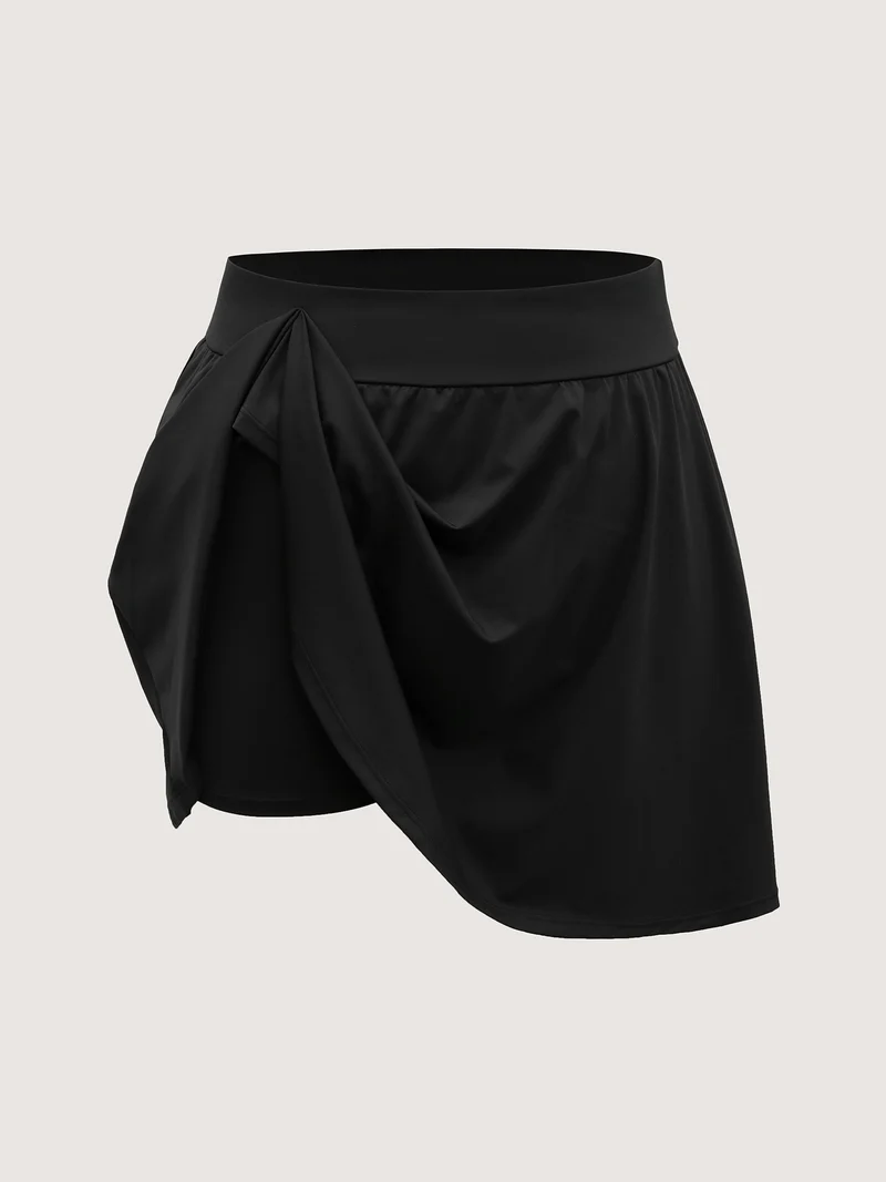 Wide Stretchy Waist Flared Midi Skirt