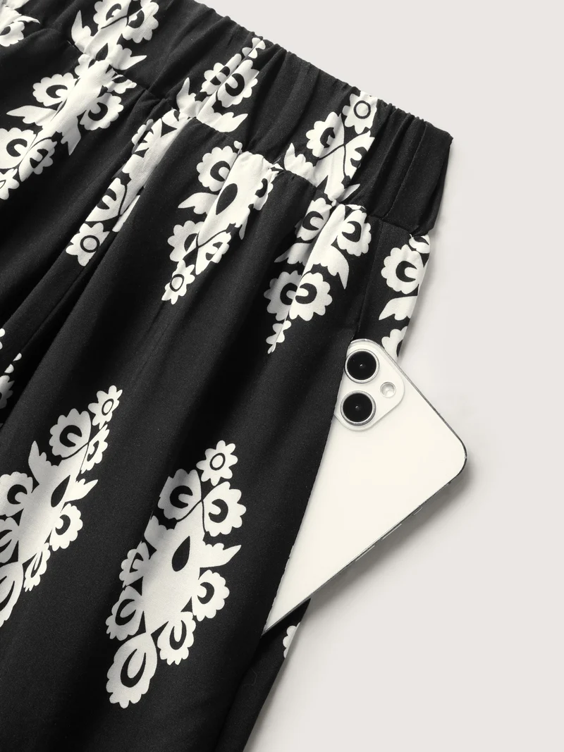 Boho Print A-Line Midi Skirt