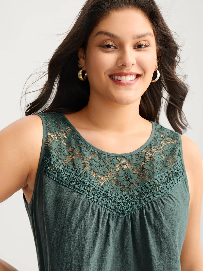 Cotton Lace Detail Solid Co-Ord Set