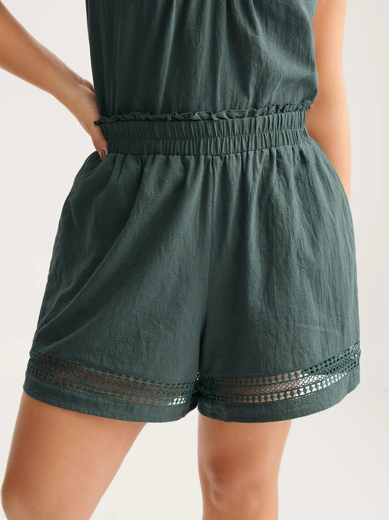 Cotton Lace Detail Solid Co-Ord Set