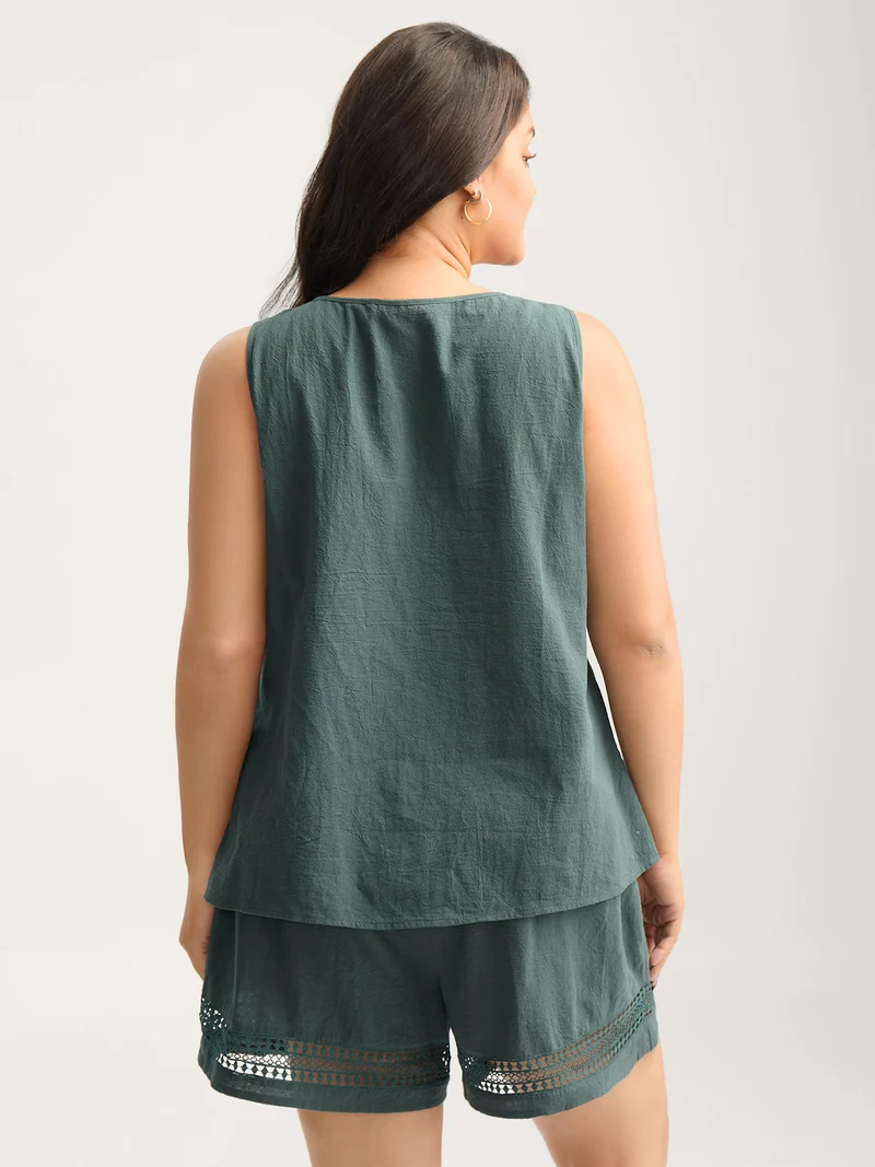 Cotton Lace Detail Solid Co-Ord Set