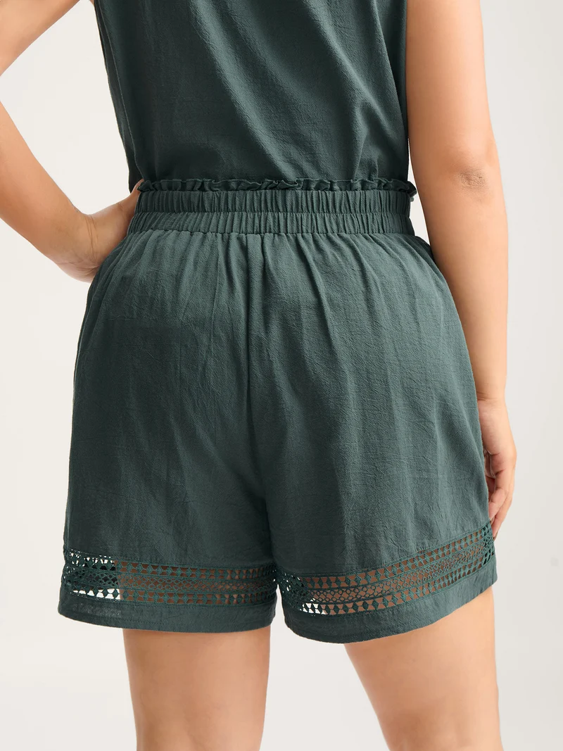 Cotton Lace Detail Solid Co-Ord Set