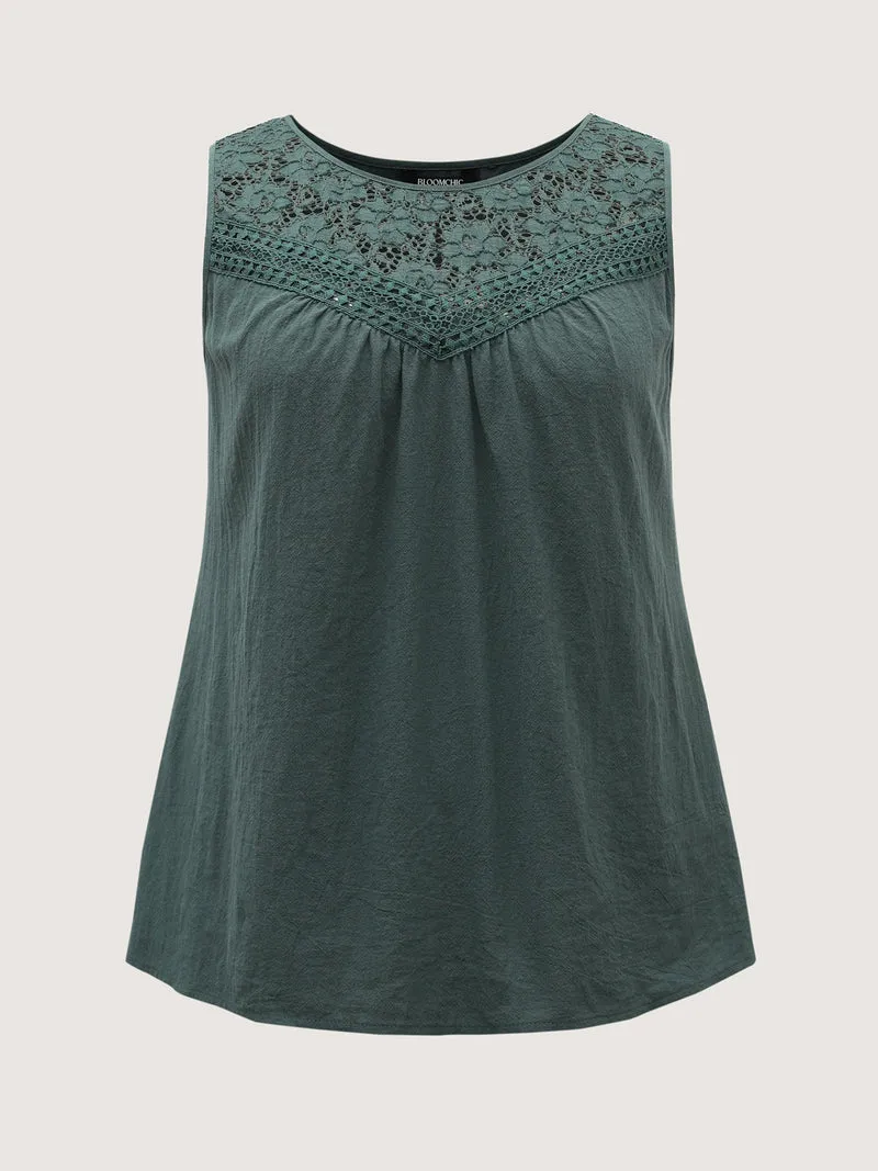 Cotton Lace Detail Solid Co-Ord Set