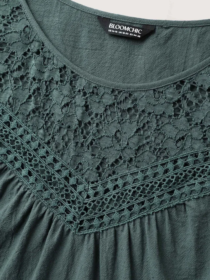 Cotton Lace Detail Solid Co-Ord Set