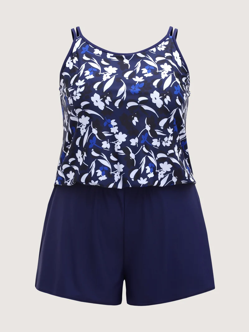 Floral Contrast One-Piece Swimsuit