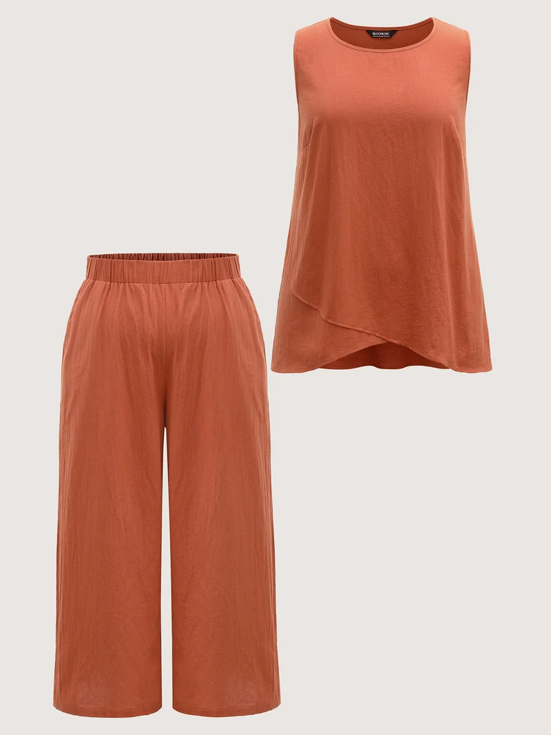 Pure Cotton Overlap Hem Co-Ord Set