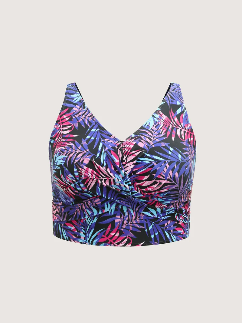Tropical Print Twist Swim Top