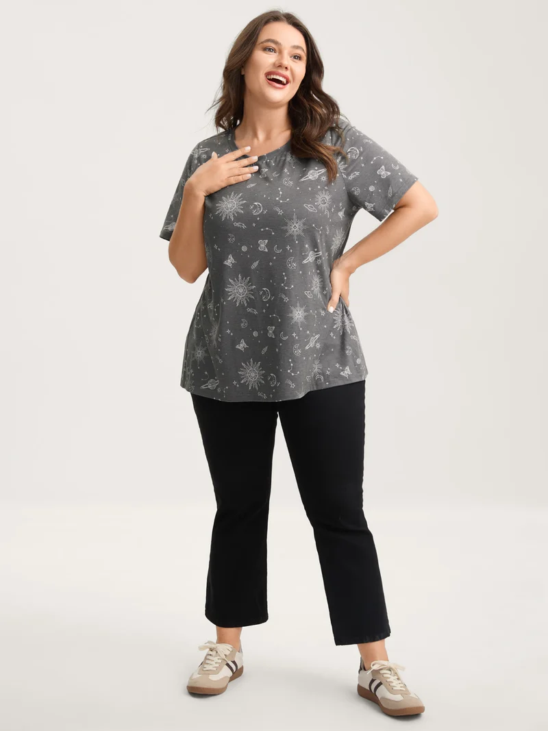Celestial Print Crew Neck T-Shirt