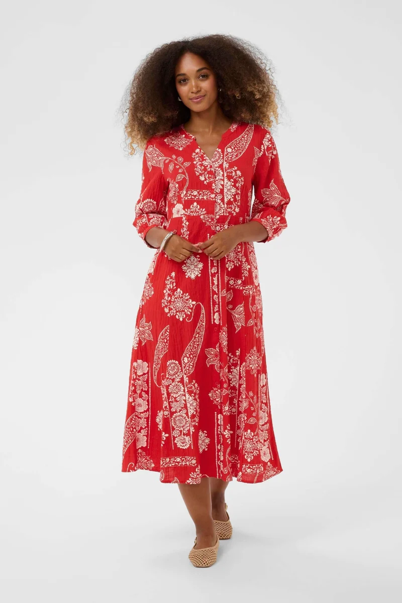 Robe Bia midi imprimée à manches trois-quarts