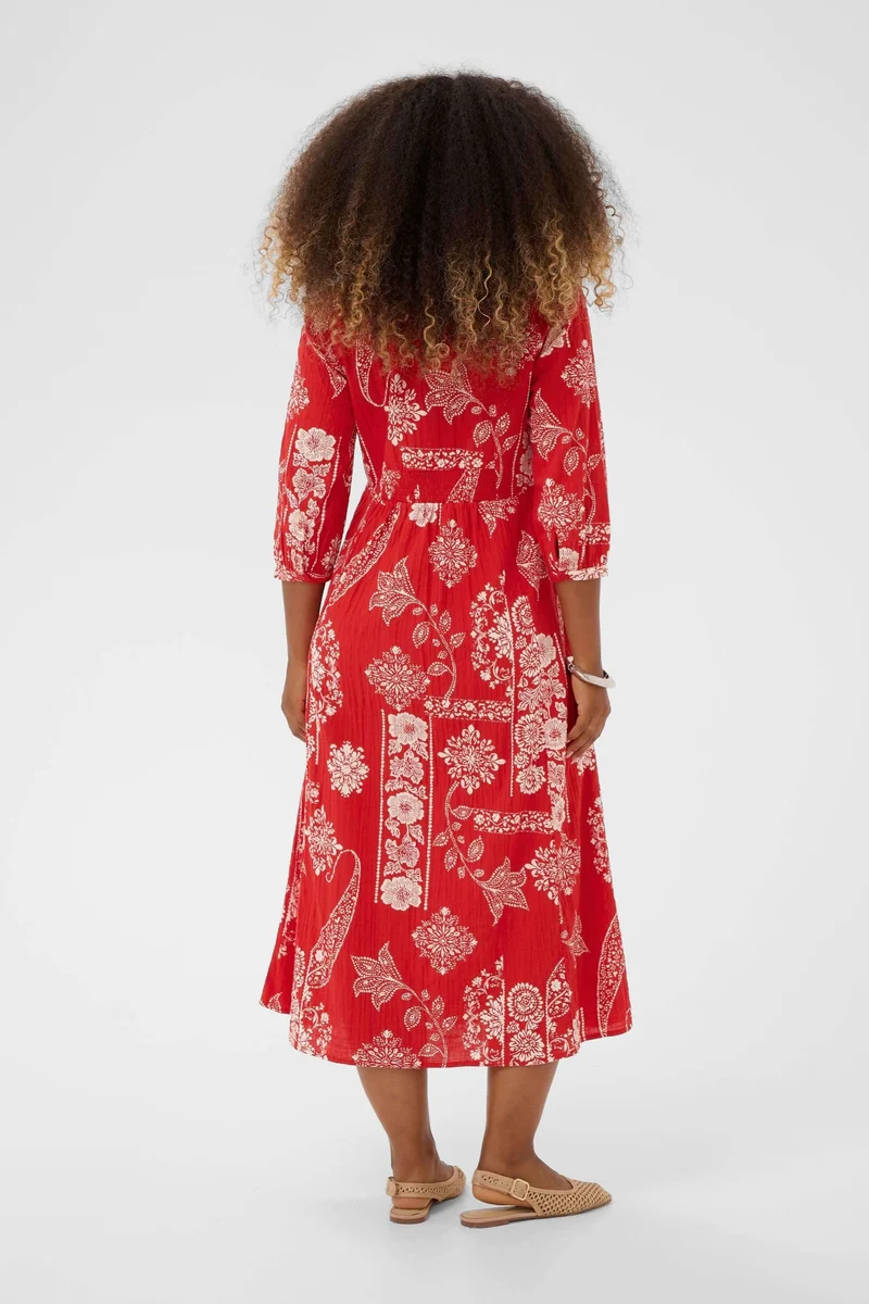 Robe Bia midi imprimée à manches trois-quarts