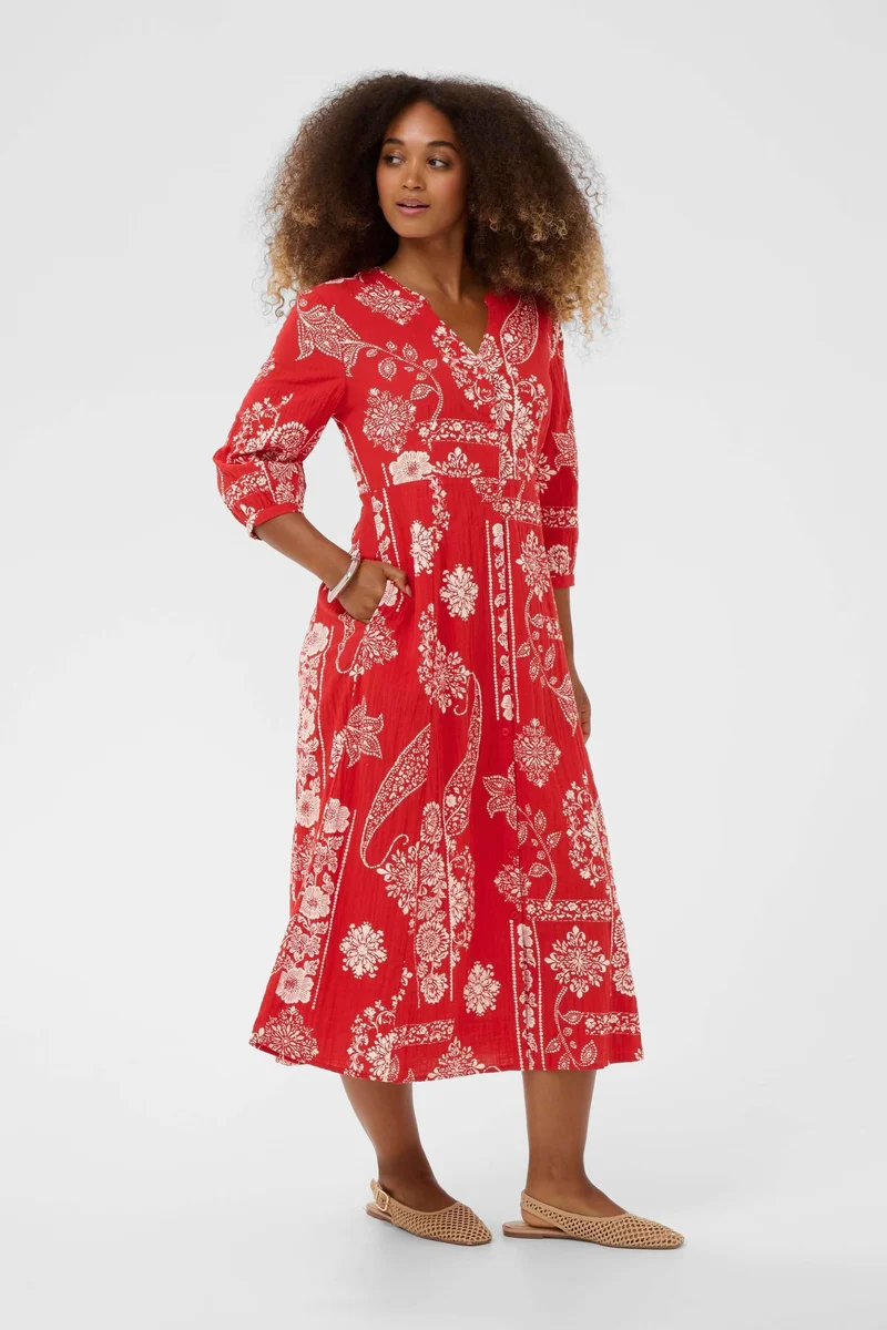 Robe Bia midi imprimée à manches trois-quarts