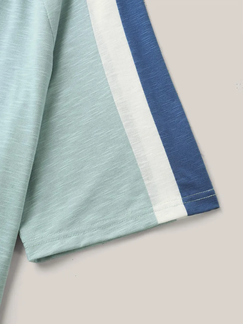Color Block Shoulder Flowy T-Shirt