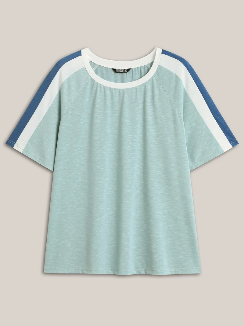 Color Block Shoulder Flowy T-Shirt