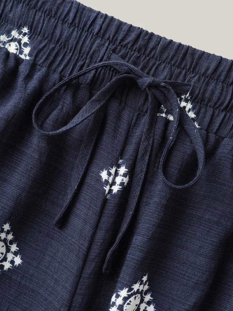 Geometric Print Tied Wide-Leg Pants
