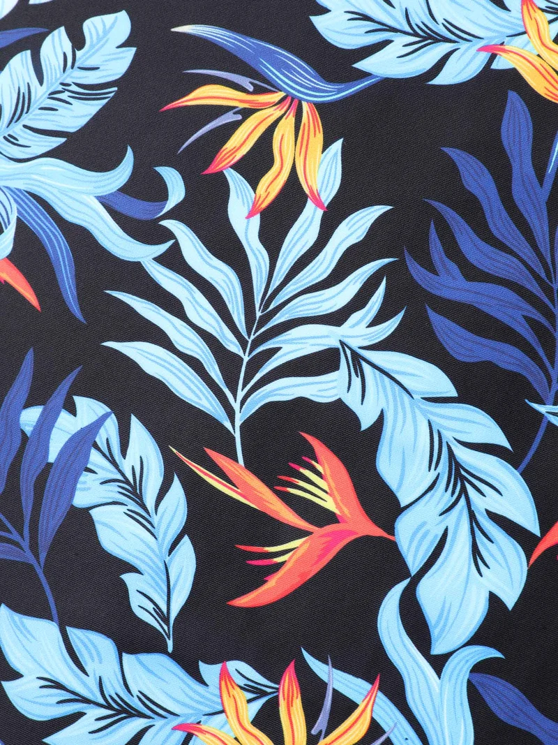 Tropical Leaf Fit Flare Swim Dress
