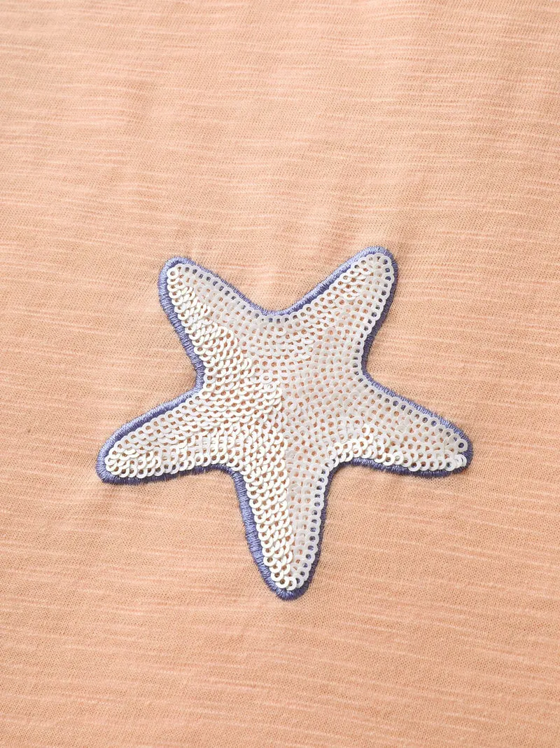 Seashells Sequin Plain Tank Top