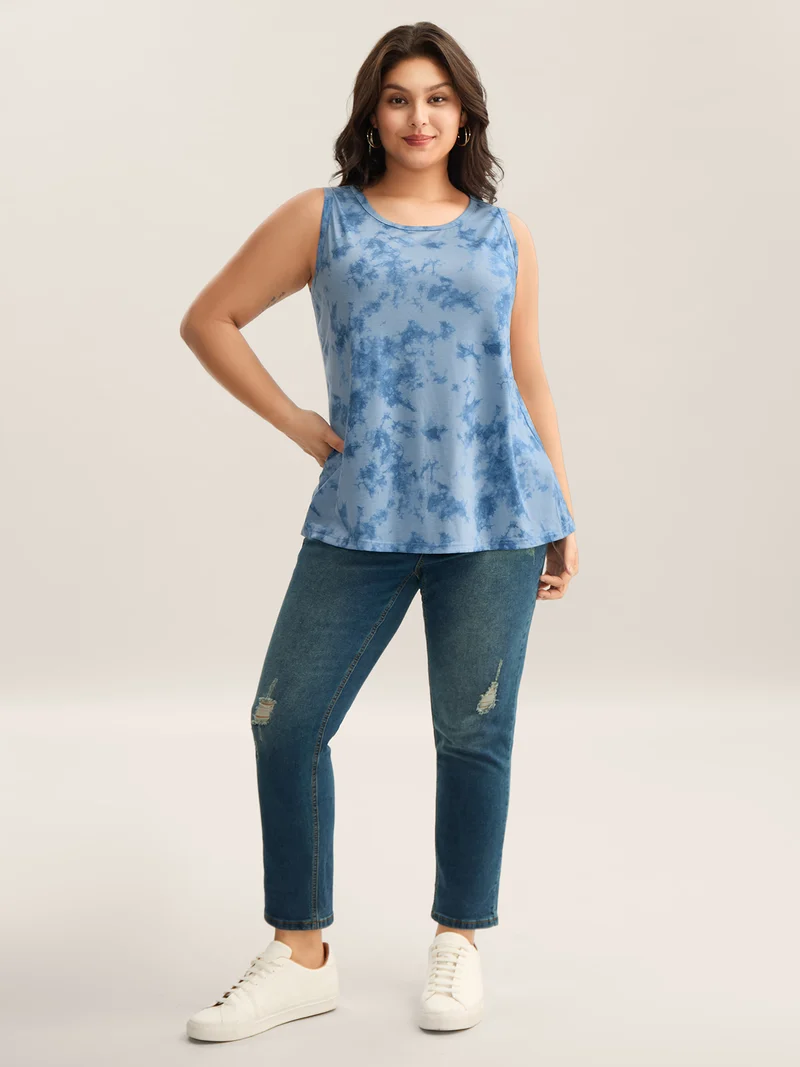 Color Fusion Round Neck Tank Top