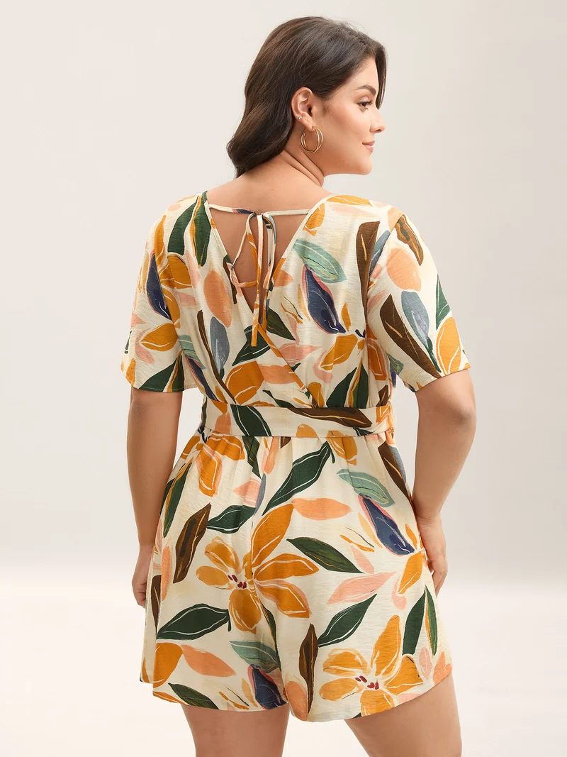 Sunkissed Florals Belted Pockets Romper