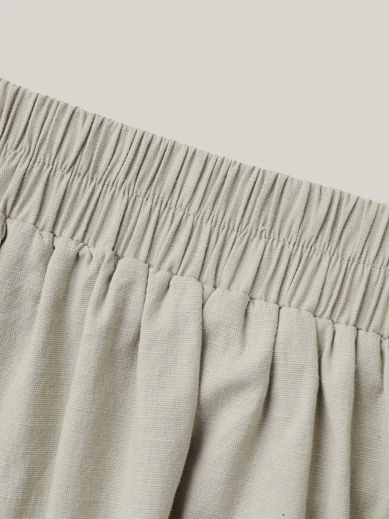 Cotton Linen Blend Stretchy Wide-Leg Pants