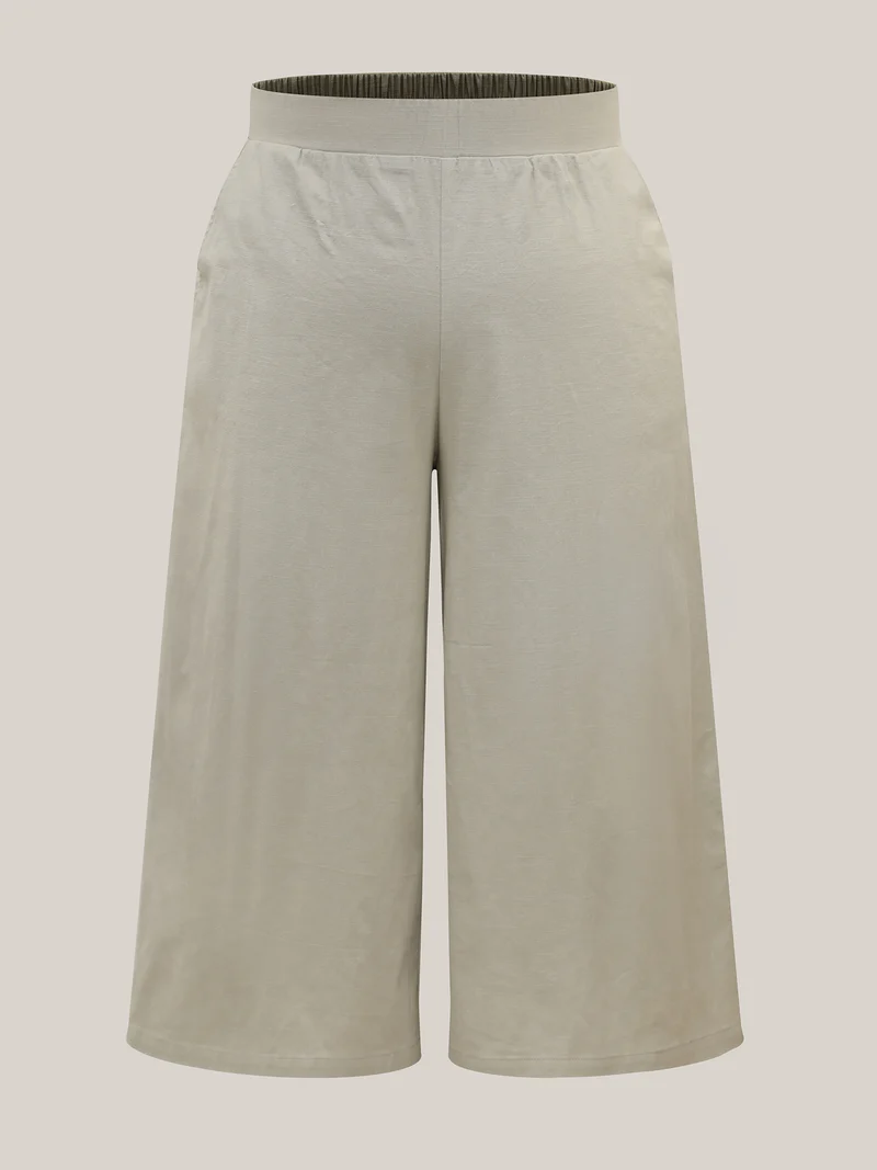 Cotton Linen Blend Stretchy Wide-Leg Pants