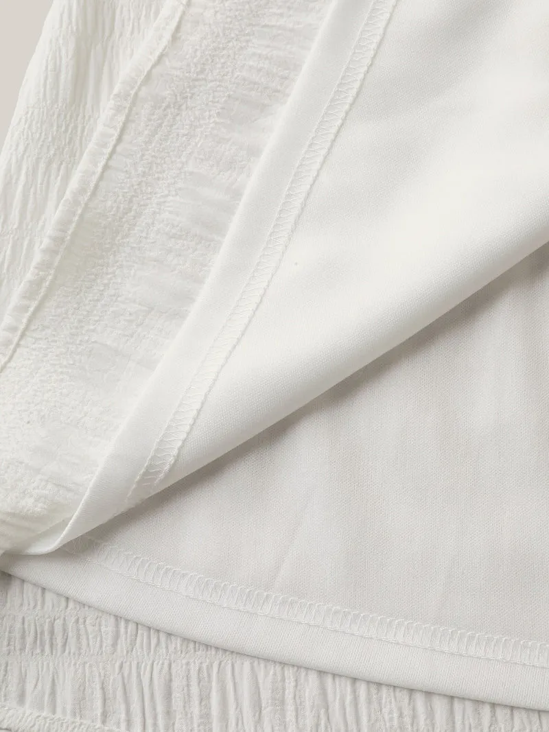 Textured Flutter Sleeve Button Detail Blouse