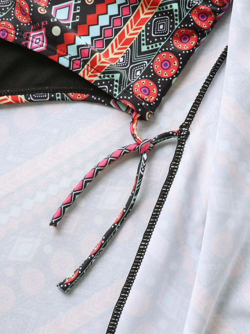 Anti-Float Ties Boho Print Swim Dress