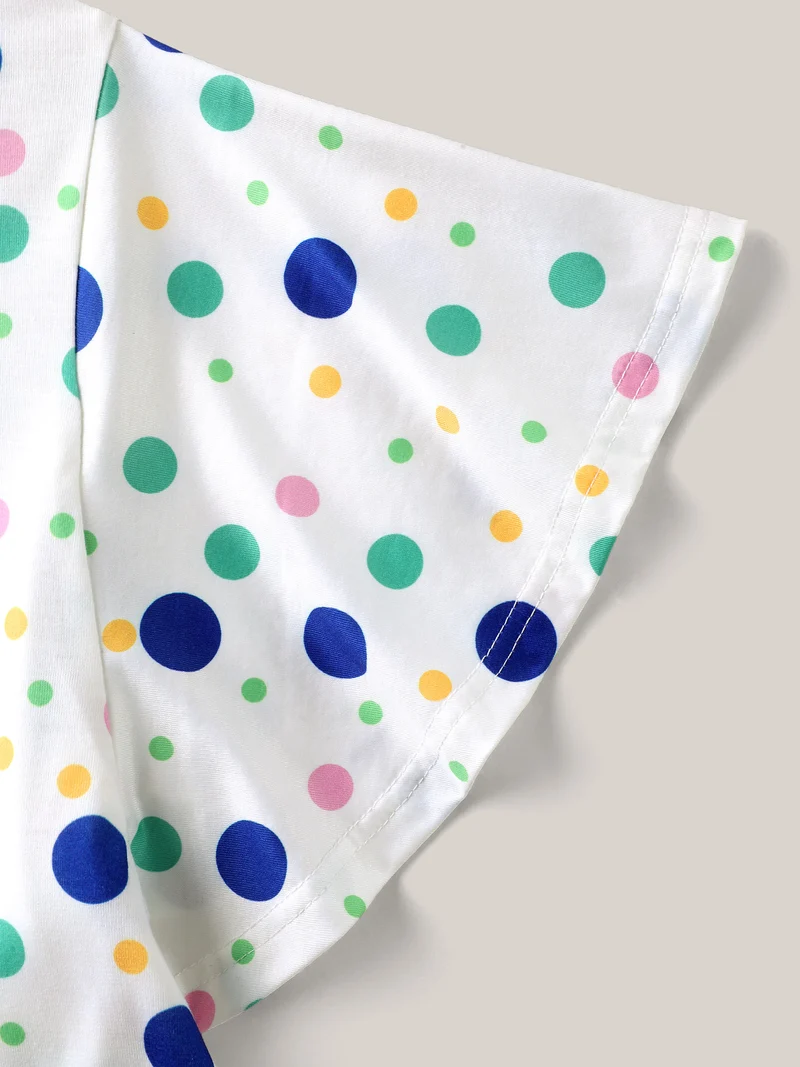 Stretchy Playful Polka Dots Ruffled T-Shirt