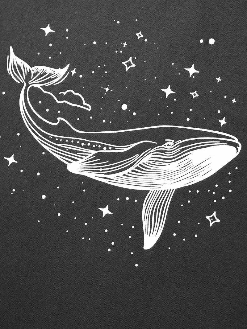 Dolphin Pattern Crewneck T-Shirt