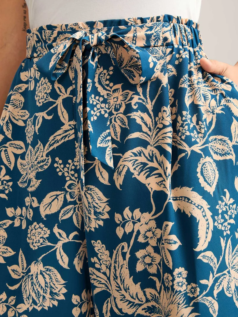 Floral Perfection Belted Wide-Leg Pants