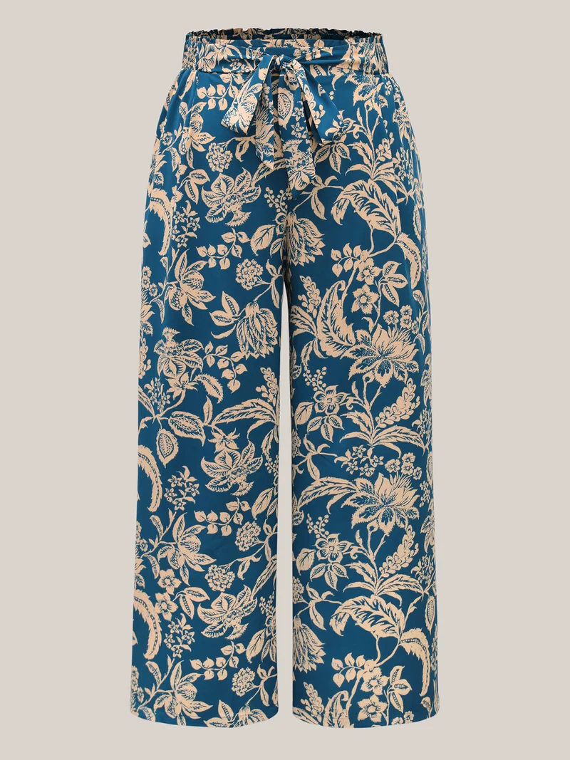 Floral Perfection Belted Wide-Leg Pants