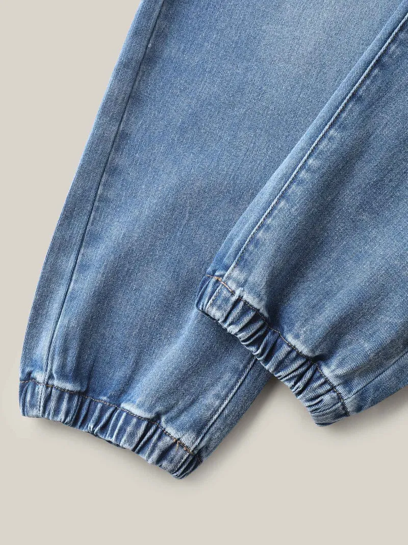 Drawstring Waist Jogger Boyfriend Jeans