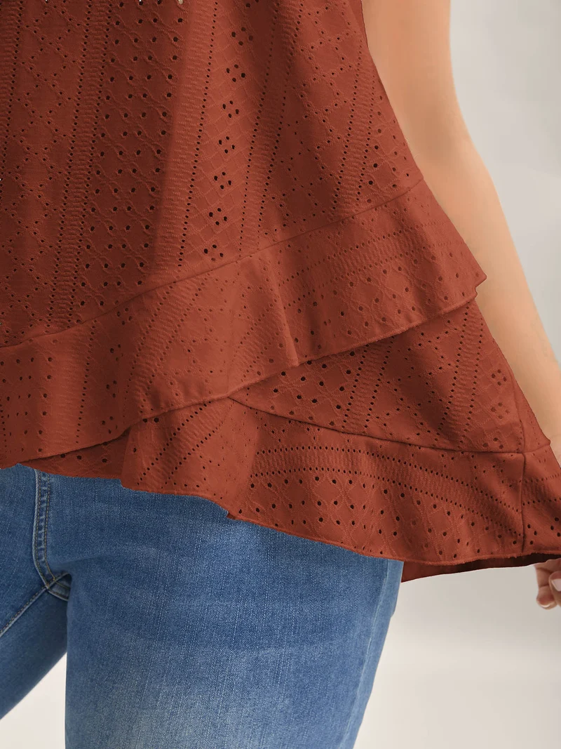 Textured Knit Overlap Hem Tank Top