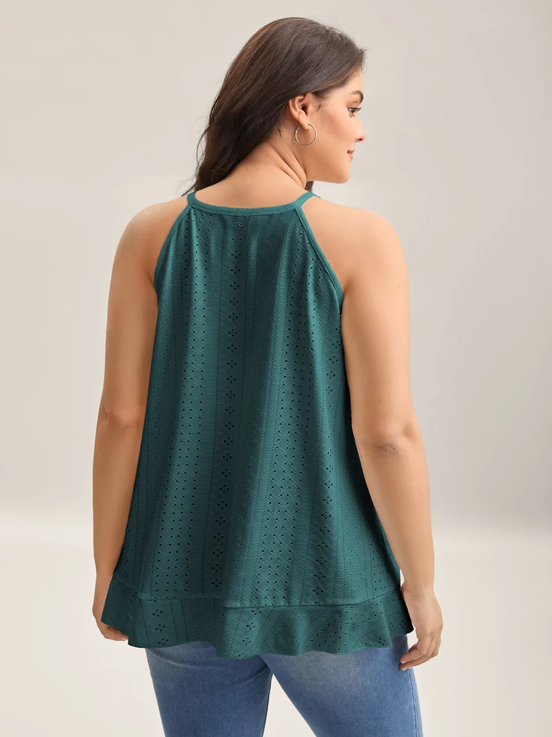 Textured Knit Overlap Hem Tank Top