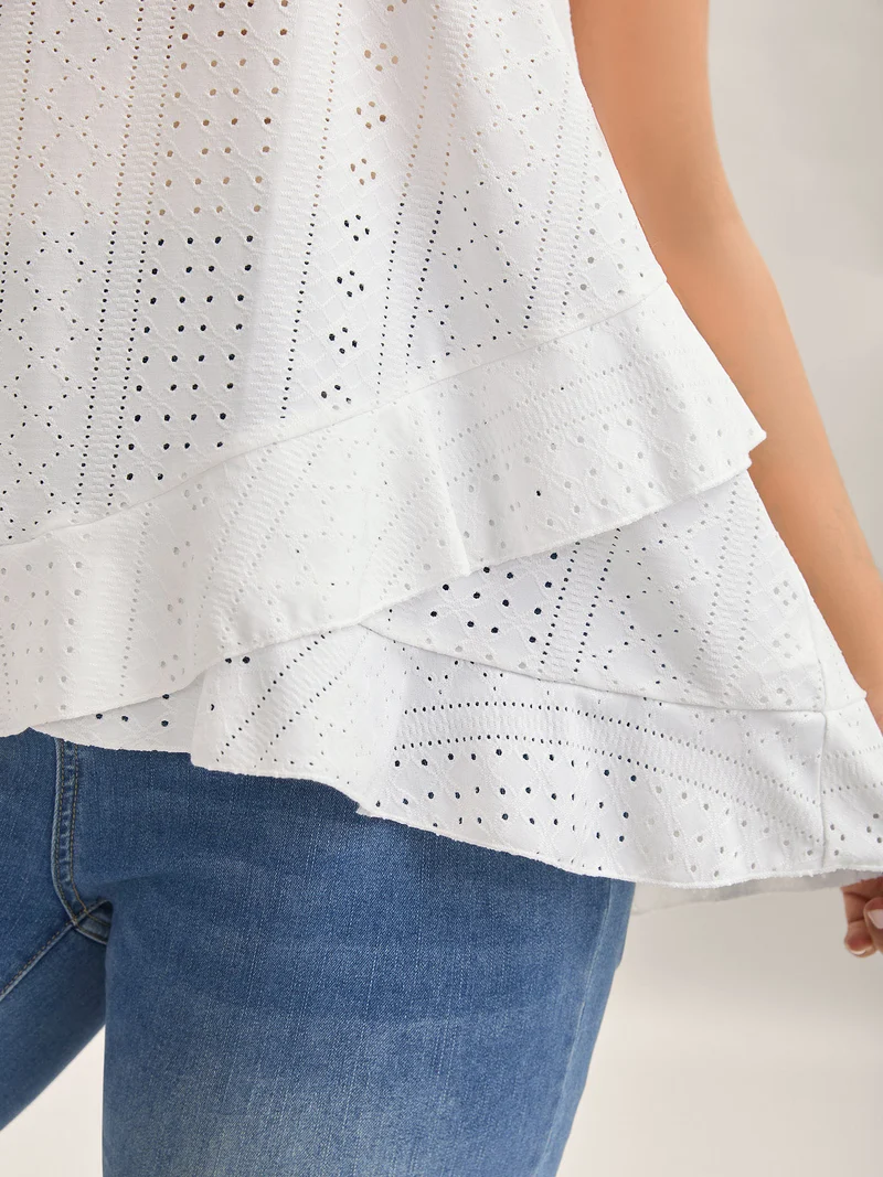 Textured Knit Overlap Hem Tank Top