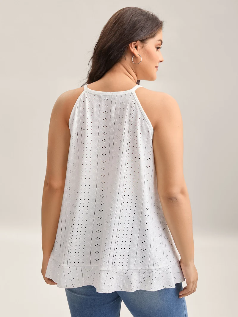 Textured Knit Overlap Hem Tank Top