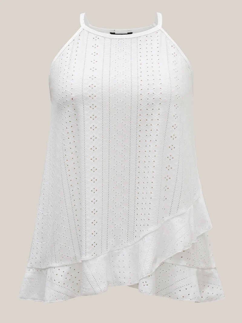 Textured Knit Overlap Hem Tank Top