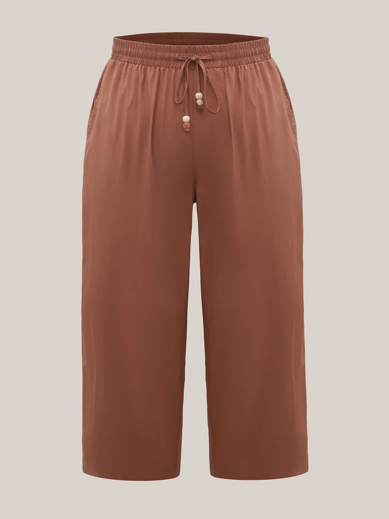 Cotton Drawstring Straight-Leg Pants