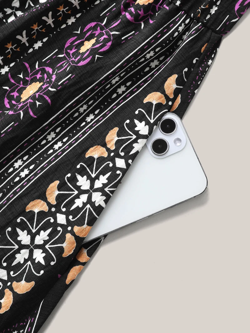 Rayon Tropical Boho Print Stretchy Maxi Dress