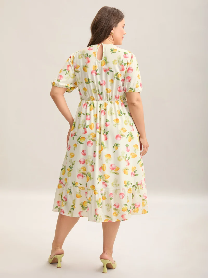 Fruity Fun Print Cut-Out Midi Dress