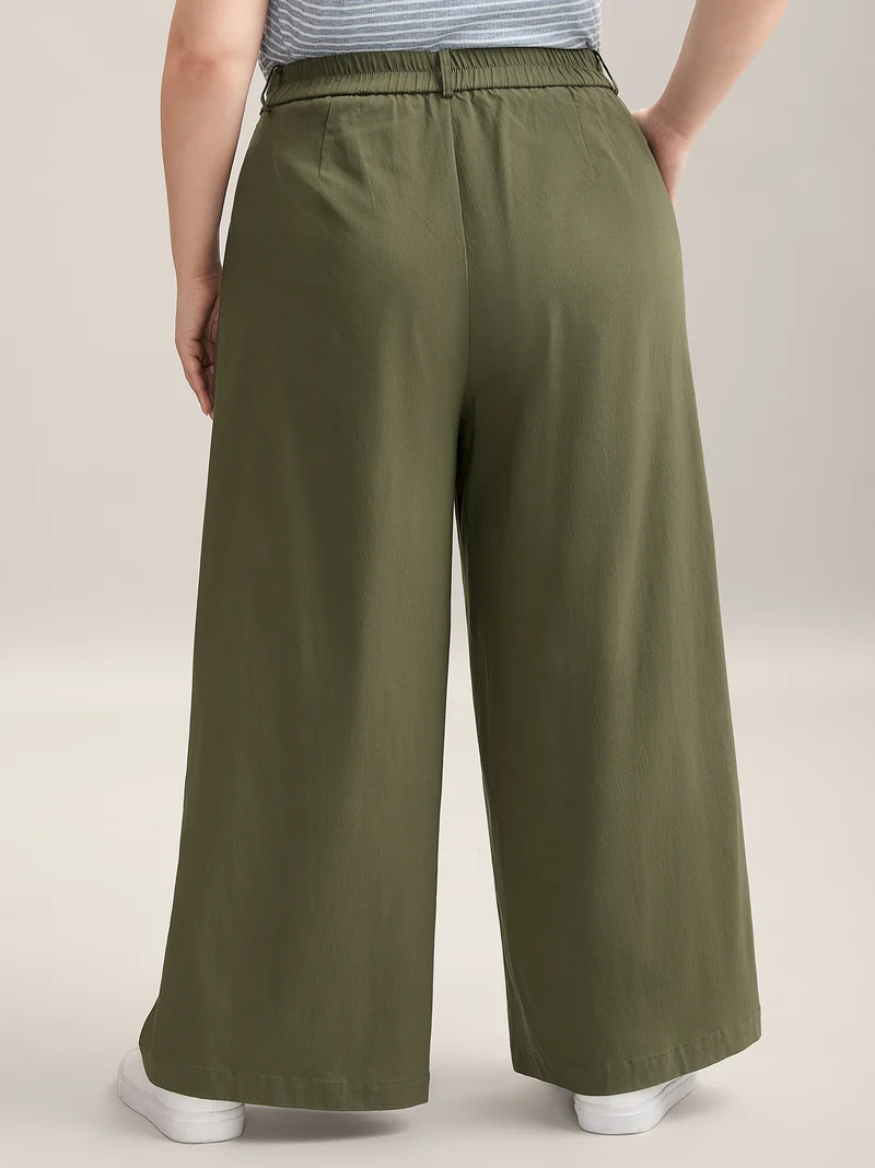 Drawstring Pockets Wide-Leg Pants