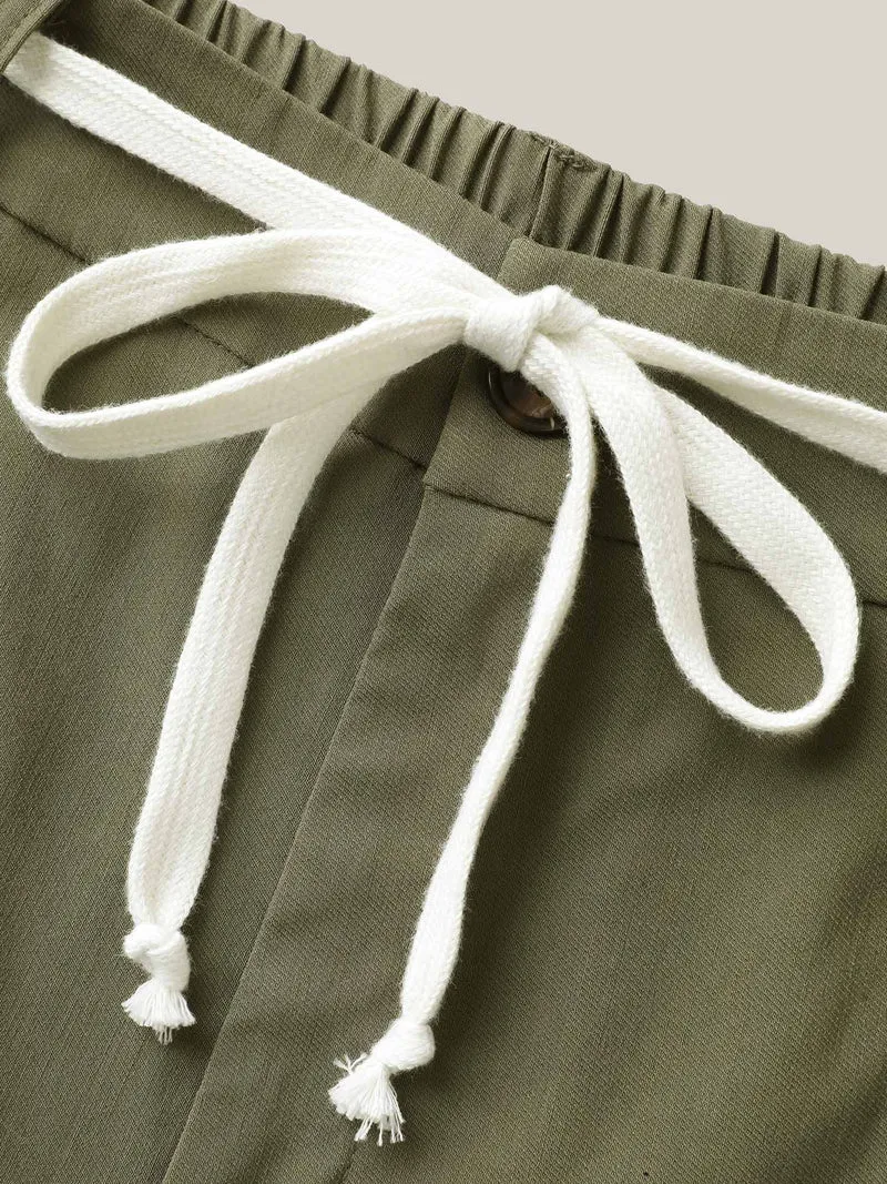 Drawstring Pockets Wide-Leg Pants
