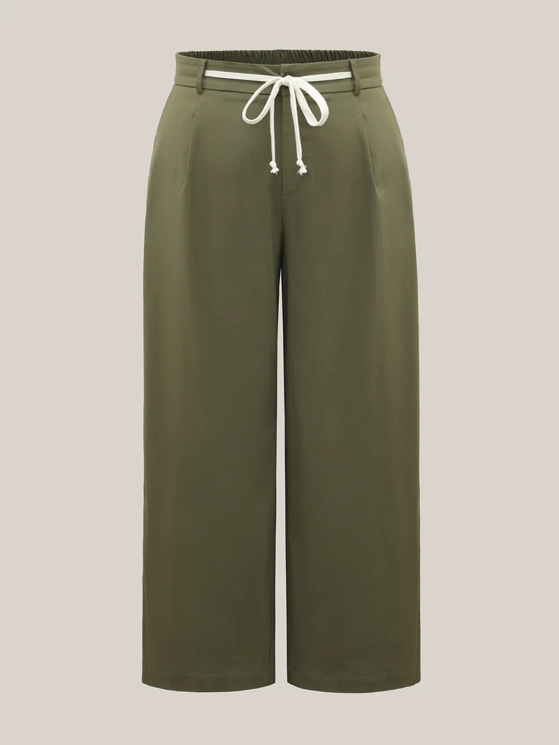 Drawstring Pockets Wide-Leg Pants